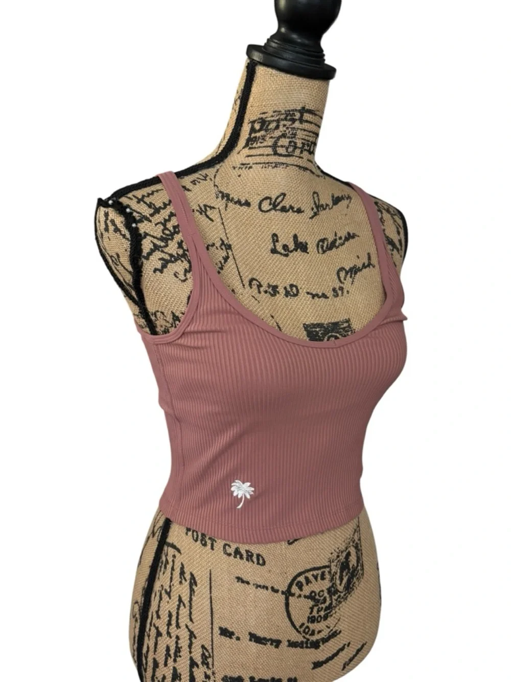 Vuori Rib Crop Tank Strappy Back Mulberry Dusty Rose Women’s Size XS - Picture 3 of 7